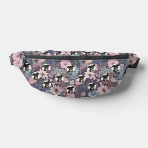 Personalised Dog Photo Pastel Flowers Pattern Bum Bags