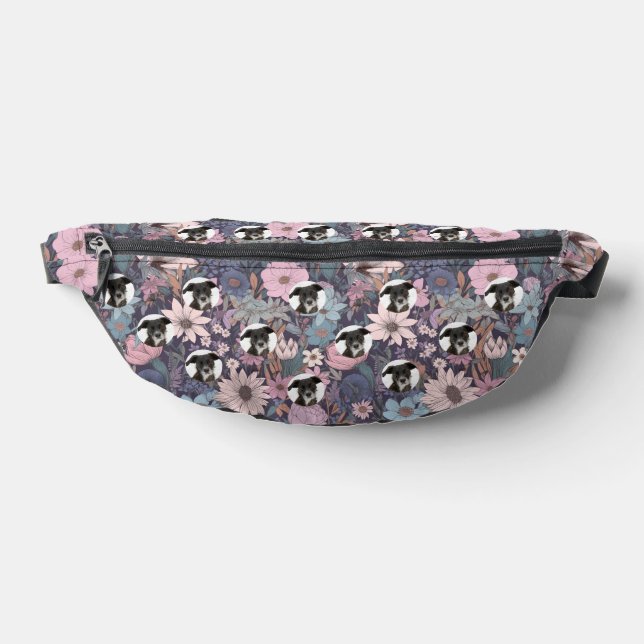 Personalised Dog Photo Pastel Flowers Pattern Bum Bags (Lay Down)
