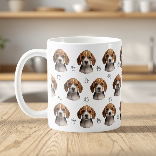 Personalised Dog Photo Paw Pattern Coffee Mug (Creator Uploaded)