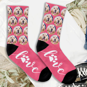 Personalised Dog Photo Paw Print Pet Socks