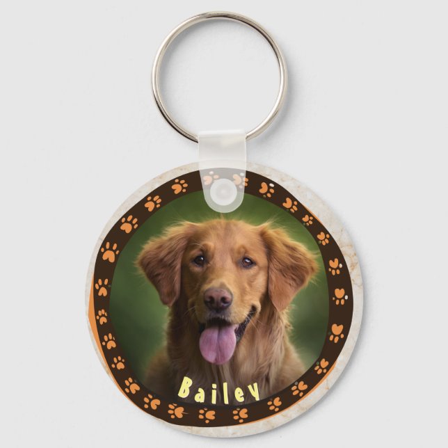 Personalised Dog Photo Pet Cute Customised Gift Key Ring (Front)