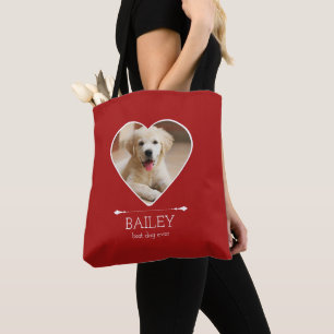 Personalised Dog Photo Red Tote Bag