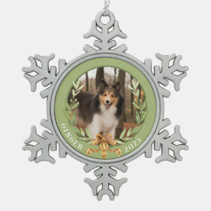 Personalised Dog Photo Snowflake Pewter Christmas Ornament