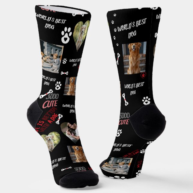 Personalised Dog Photo Socks - Custom Name  (Angled)