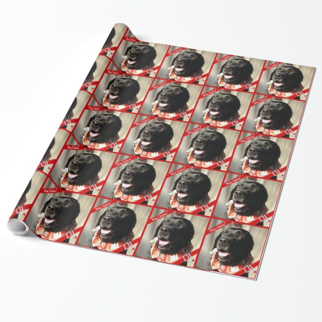 Personalised Dog Photo Wrapping Paper Template (Unrolled)