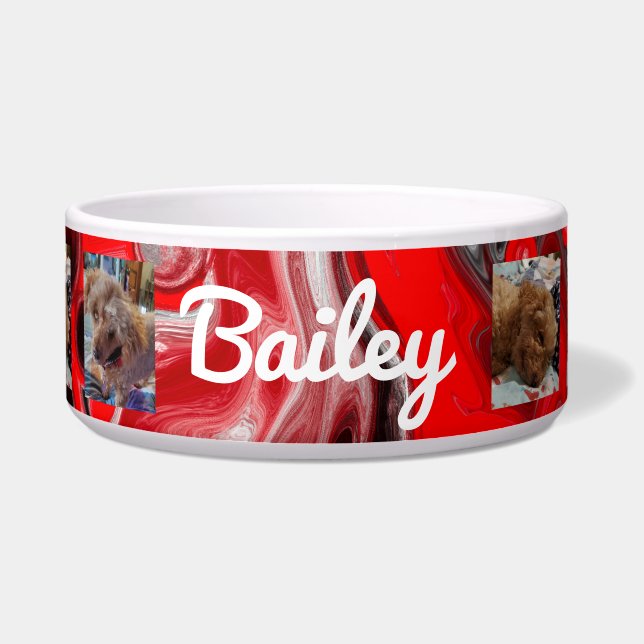Personalised dog Photos and  Name Red Black (Front)