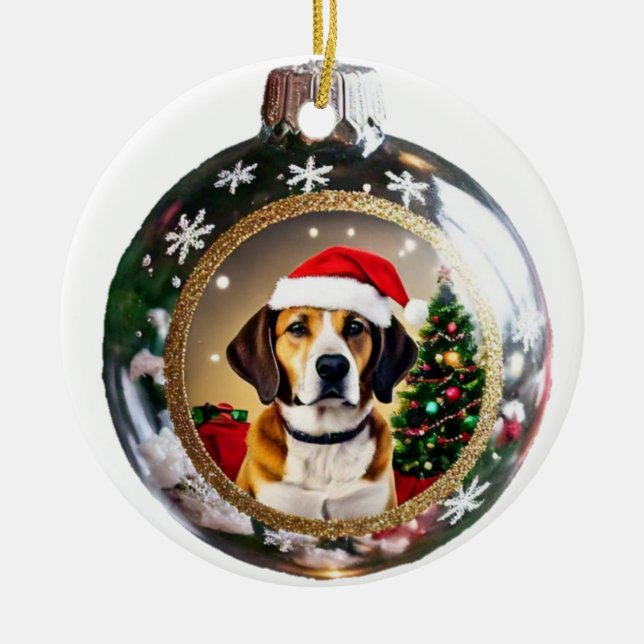Personalised Dog Picture Christmas Ornament (Front)