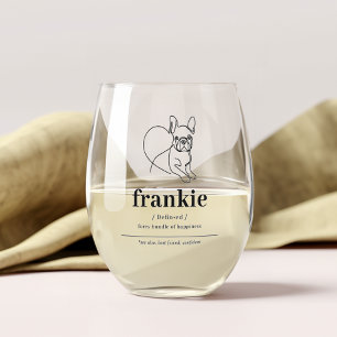 Personalised Dog Picture Wine Glass French Bulldog