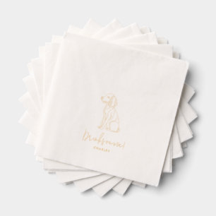 Personalised Dog Poodle Illustration Wedding Gold Foil Napkins