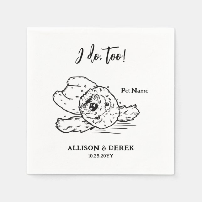 Personalised Dog Portrait Wedding Napkin (Front)