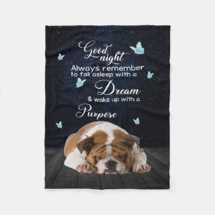 Personalised Dog Quilt Blanket, Bulldog Good Night Fleece Blanket