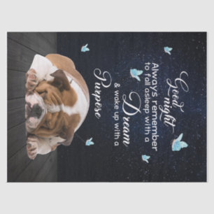 Personalised Dog Quilt Blanket, Bulldog Good Night Tissue Paper