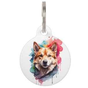 Personalised Dog Splatter Art Portrait Ink Splash Pet Tag