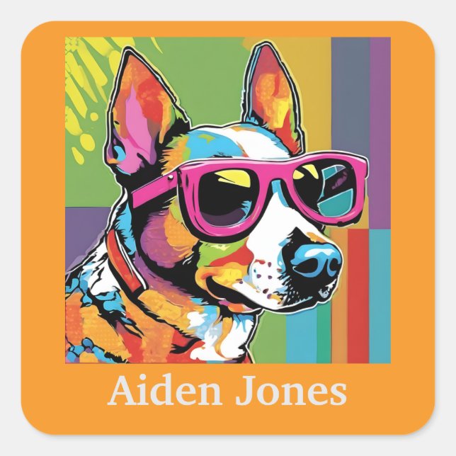 Personalised dog stickers colourful (Front)