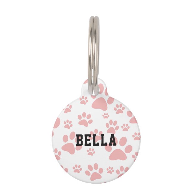 Personalised Dog Tag with Paw Print Design (Front)