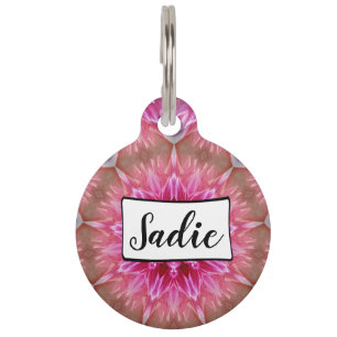 Personalised Dog Tags, Pink Mandala Pet Tag