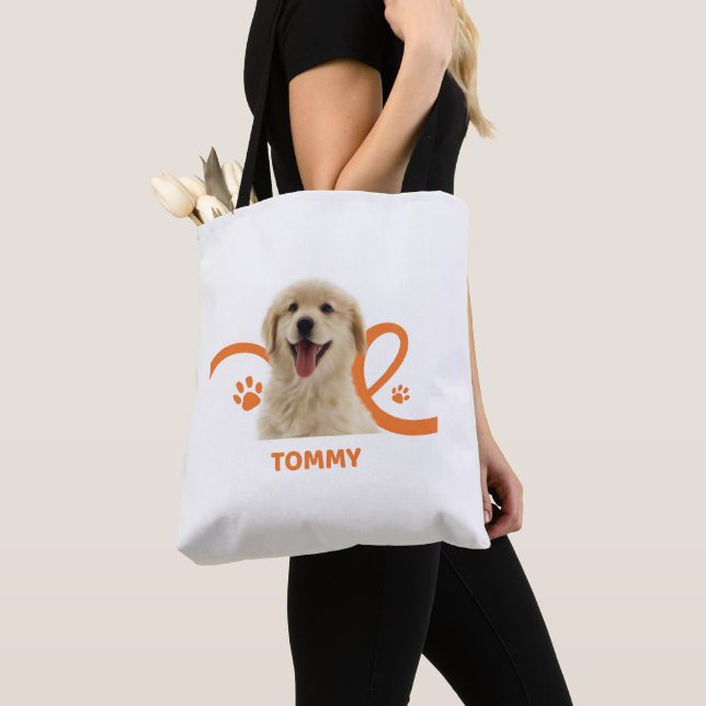 Personalised Dog Tote Bag | Custom Dog Name Tommy  (Close Up)