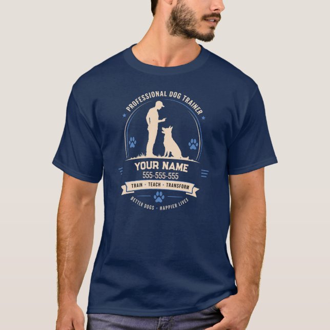 Personalised Dog Trainer T-Shirt with Custom Name  (Front)