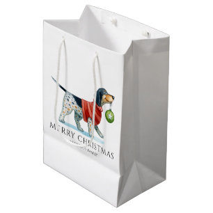 Personalised Dog Watercolor Christmas Medium Gift Bag