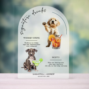 Personalised Dog Wedding Bar Drink Menu Acrylic Sign