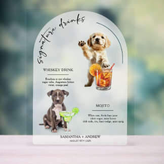 Personalised Dog Wedding Bar Drink Menu Acrylic Sign