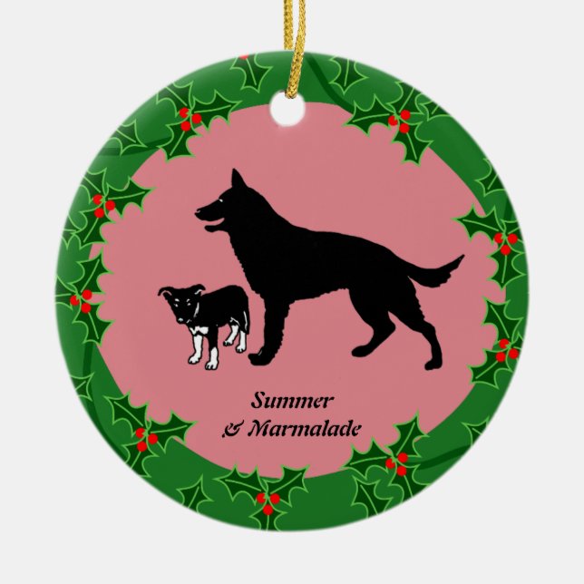 Personalised dog xmas ceramic tree decoration (Front)