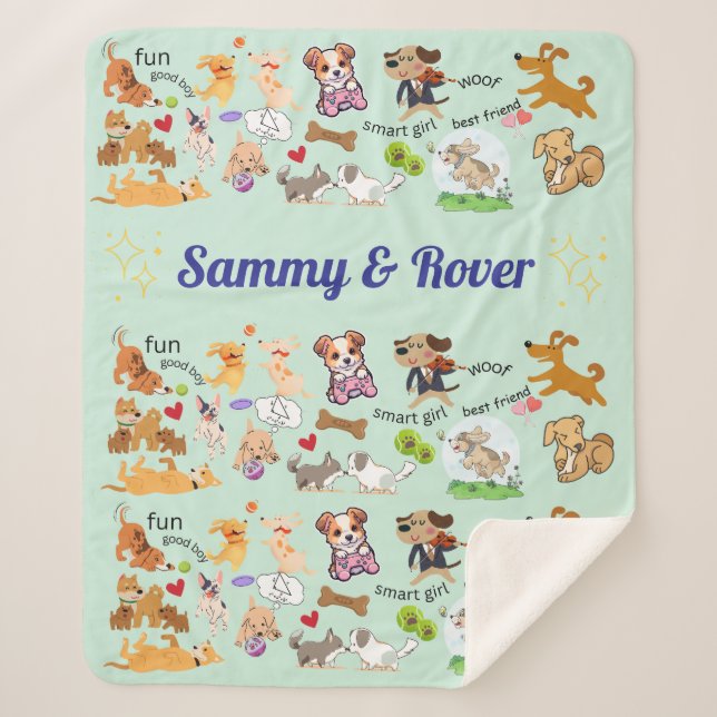 Personalised Doggie Love for You or your Child  Sherpa Blanket (Front)