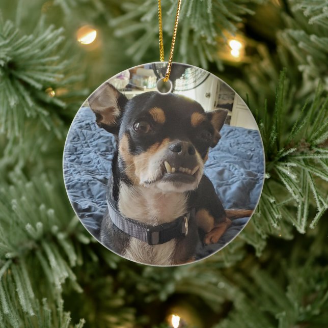 Personalised Doggie Photo Ceramic Tree Decoration (Tree)