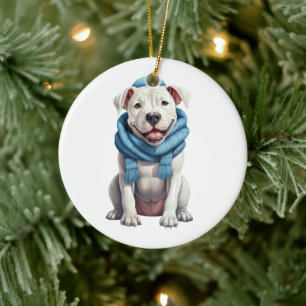 Personalised Dogo Argentino Dog Ceramic Tree Decoration
