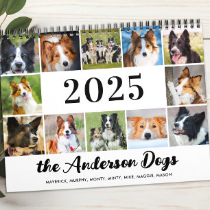 Personalised Dogs Photo Collage Modern 2025 Calendar