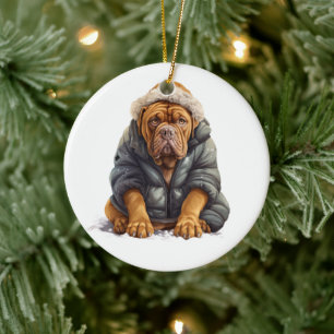 Personalised Dogue de Bordeaux Dog Ceramic Tree Decoration