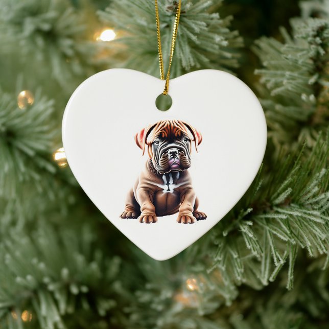 Personalised Dogue de Bordeaux Puppy Ceramic Tree Decoration (Tree)