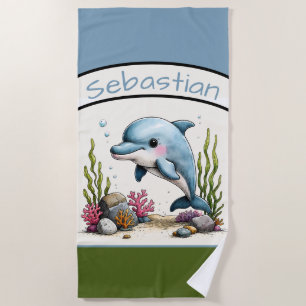 Personalised Dolphin Kids’ Beach Towel