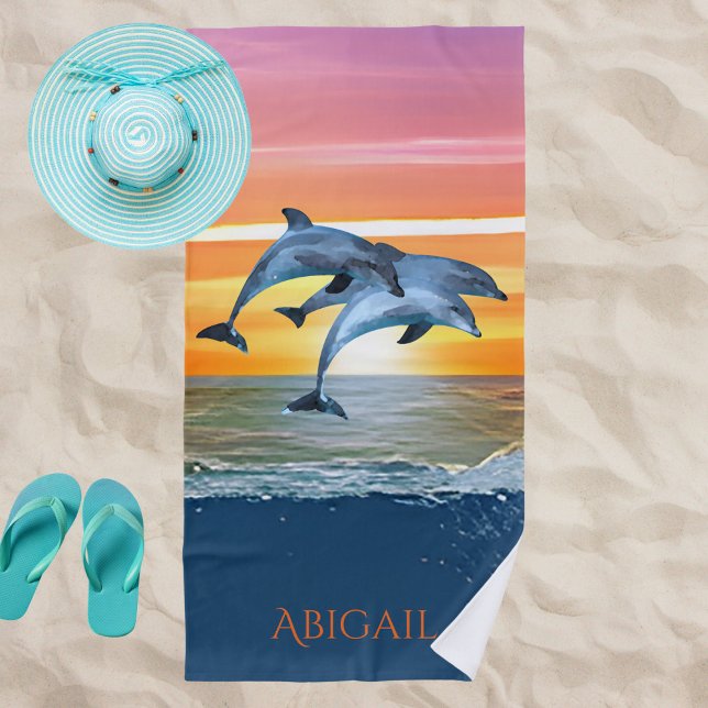 Personalised Dolphin Ocean Beach Gift for Her Towel (Creator Uploaded)