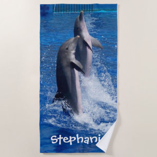 Personalised Dolphins Beach Towel
