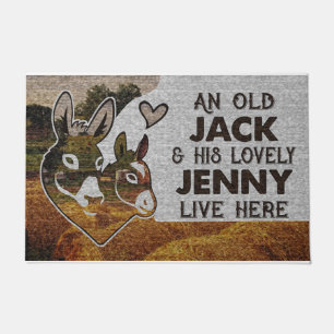 Personalised Donkey Couple Old Jack Lovely Jenny Doormat