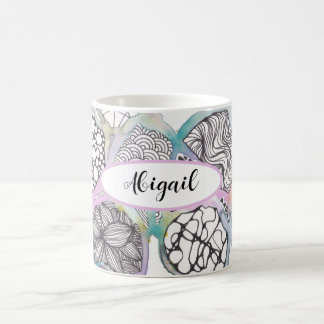 Personalised doodle and watercolour art designer coffee mug