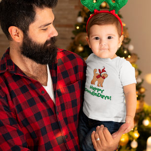 Personalised Doodle Dog Christmas Holiday  Baby Bodysuit