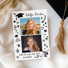 Personalised Doodle Graduation Photo Announcement