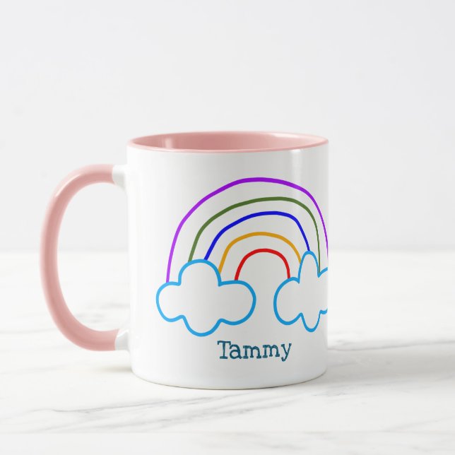 Personalised doodle rainbow  mug (Left)