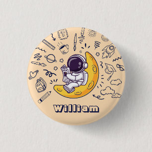 Personalised Doodle Space Planets Back to School 3 Cm Round Badge