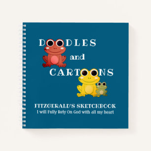 Personalised DOODLES AND CARTOONS Frogs Sketchbook Notebook