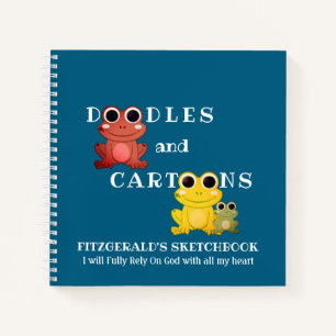 Personalised DOODLES AND CARTOONS Frogs Sketchbook Notebook