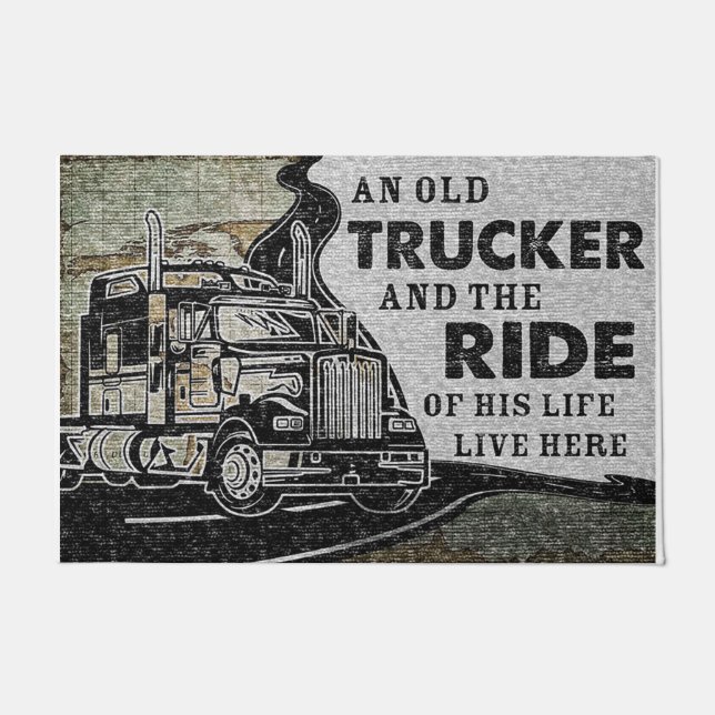 Personalised Doormat An Old Trucker Lives Here (Front)