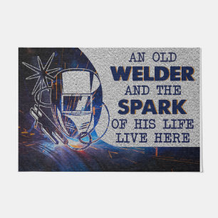 Personalised Doormat, An Old Welder And His Spark Doormat