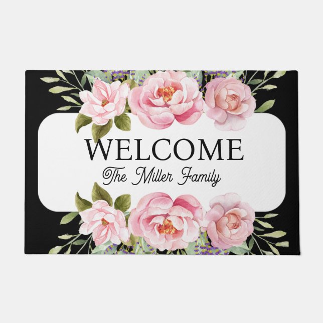 Personalised doormat floral personalised (Front)