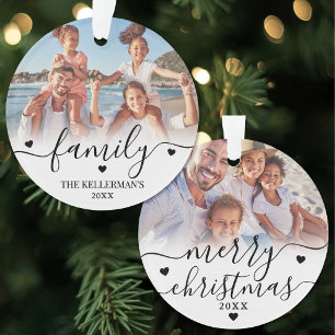 Personalised Double Sided Family 2 Photo Christmas Ornament