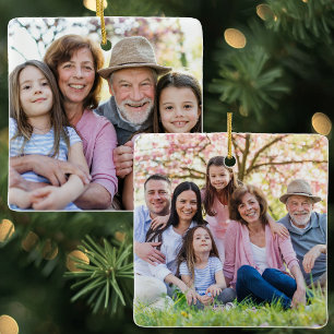 Personalised Double Sided Family Photo Christmas Ceramic Ornament