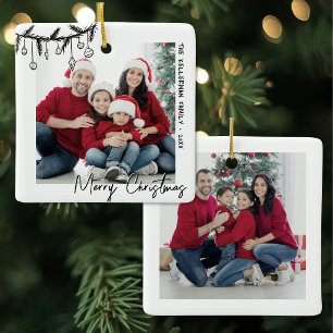 Personalised Double Sided Family Two Photo Ceramic Ornament