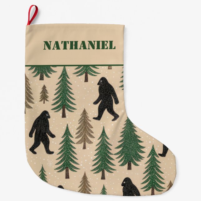 Personalised  Double sided Novelty Yeti  Large Christmas Stocking (Front)